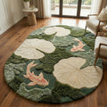 Lotus Pond Koi Fish Wool Rug | 3D Hand-Tufted Luxury Area Carpet