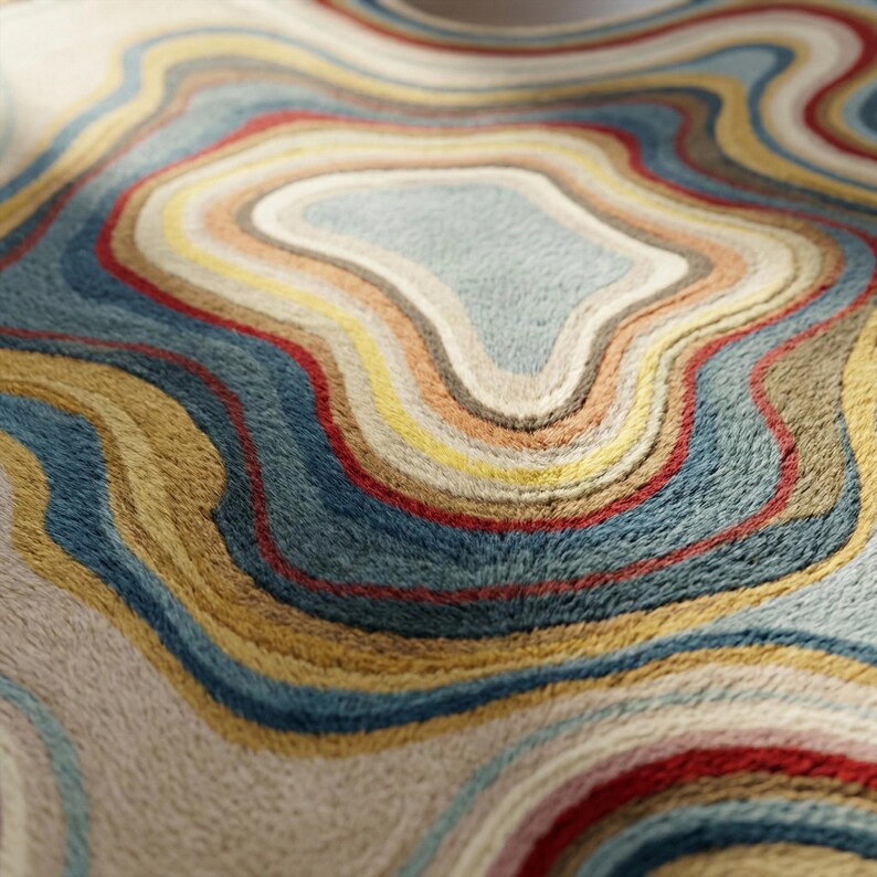 Topographic Abstract Hand-Tufted Wool Rug | Organic Irregular Area Carpet
