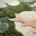 Lotus Pond Koi Fish Wool Rug | 3D Hand-Tufted Luxury Area Carpet