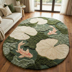 Lotus Pond Koi Fish Wool Rug | 3D Hand-Tufted Luxury Area Carpet