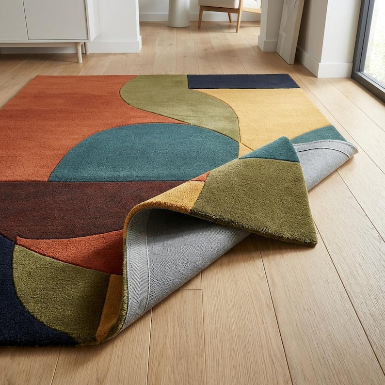 Retro Geometric Hand Tufted Area Rug – Modern Carpet