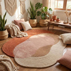 Terracotta Abstract Hand-Tufted Wool Rug | Organic Irregular Area Carpet