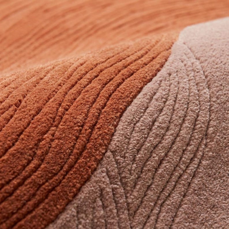 Terracotta Abstract Hand-Tufted Wool Rug | Organic Irregular Area Carpet