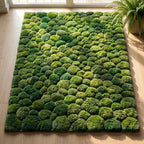 Hand Tufted Moss Ball Rug, Green Abstract Forest Floor Area Rugs