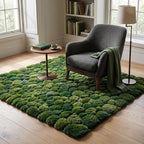 Hand Tufted Moss Ball Rug, Green Abstract Forest Floor Area Rugs