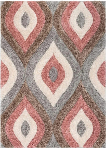 Pink Multi 3D Premium Stylish Shaggy Carpet - FYROSTIC CARPET