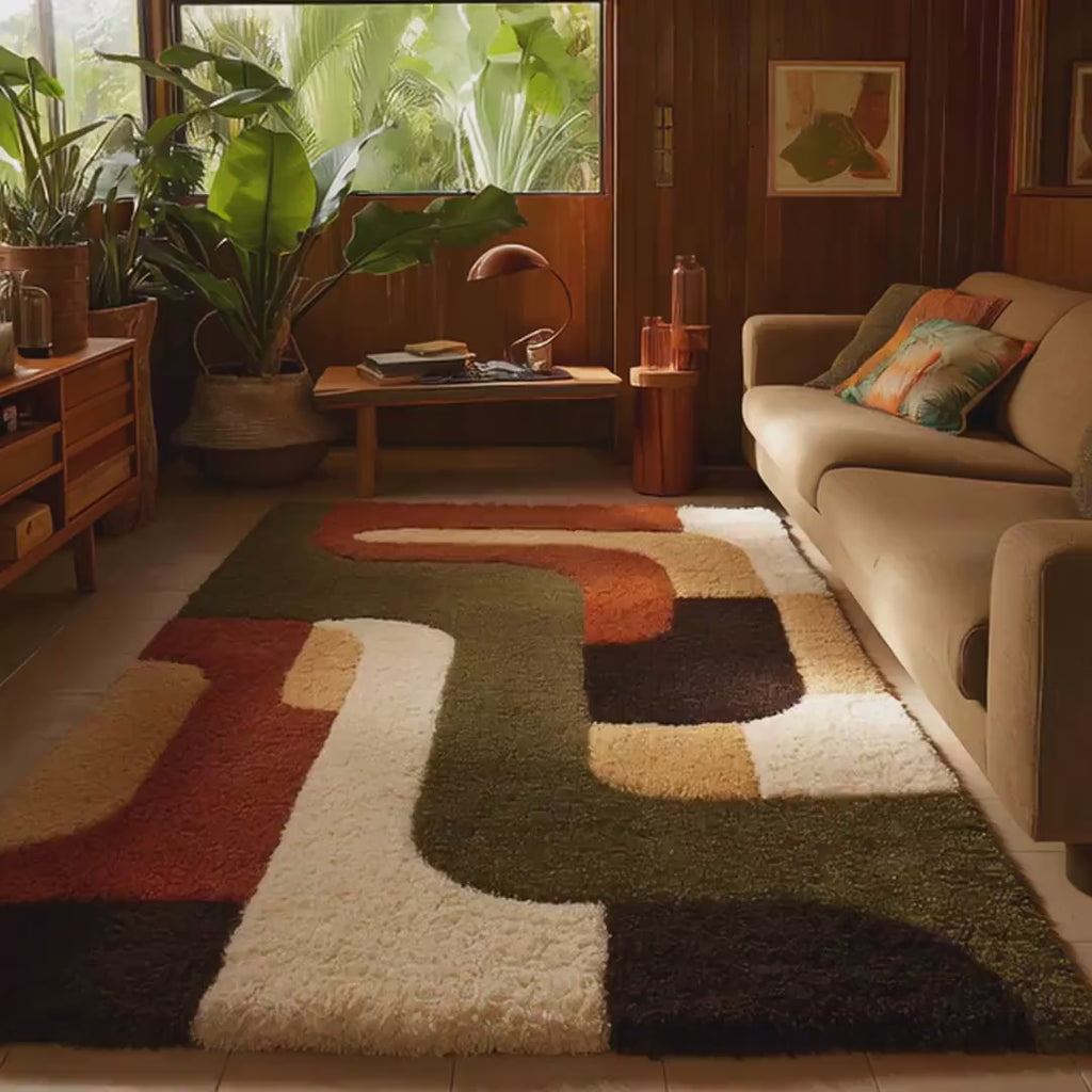 Modern Geometric Hand-Tufted Wool Rug | Scandinavian Area Carpet