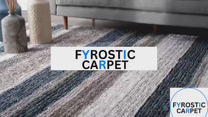 Smoke & Navy Blue Elegant Multi-Tone Shaggy Carpet