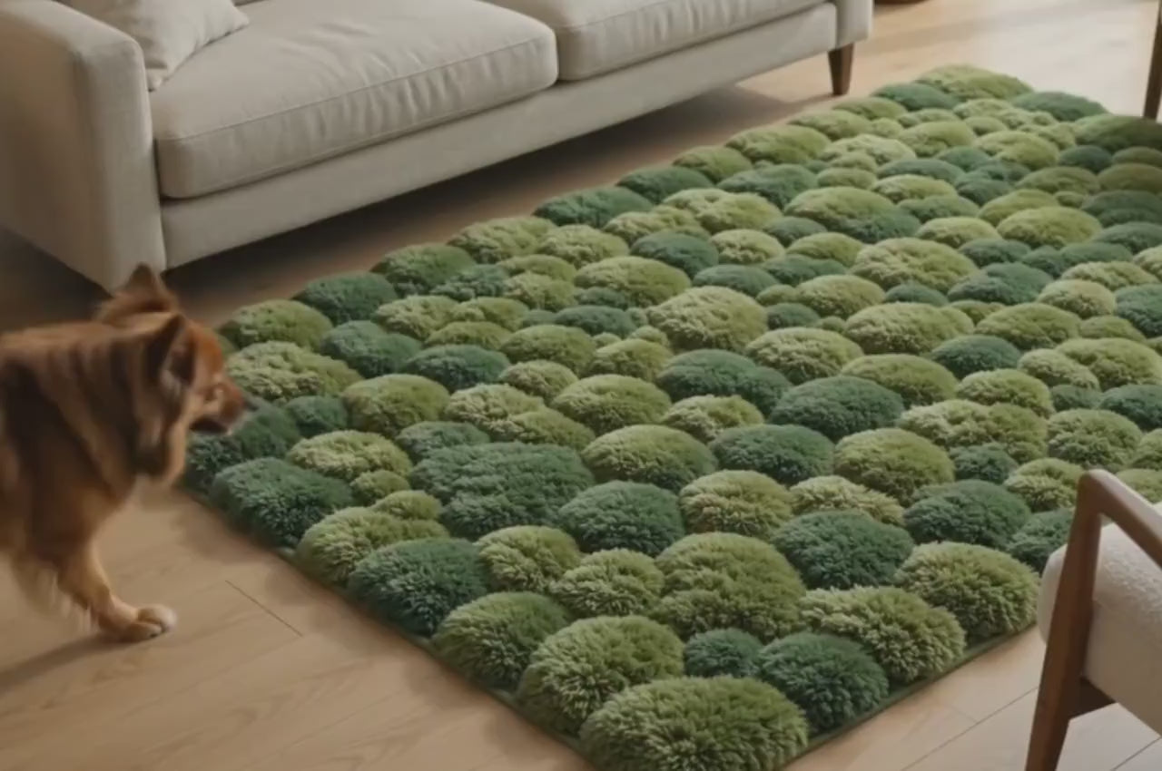 Hand Tufted Moss Ball Rug, Green Abstract Forest Floor Area Rugs