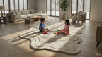 Neutral Abstract Hand-Tufted Wool Rug | Organic Shape Scandinavian Area Carpet