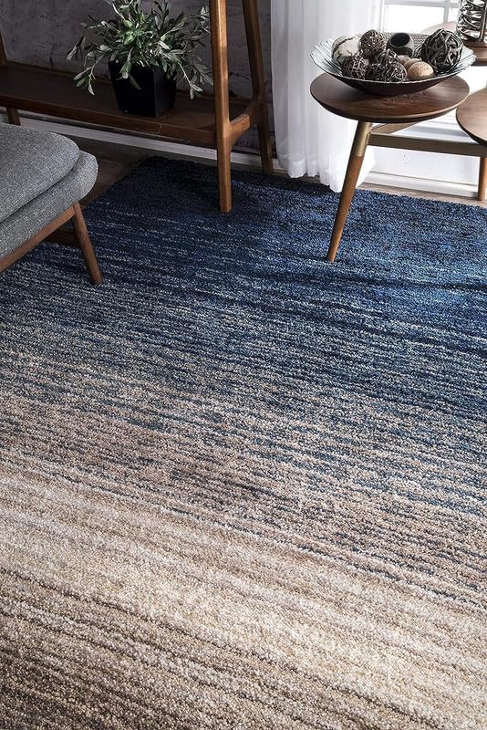 Smoke & Navy Blue Elegant Multi - Tone Shaggy Carpet - FYROSTIC CARPET