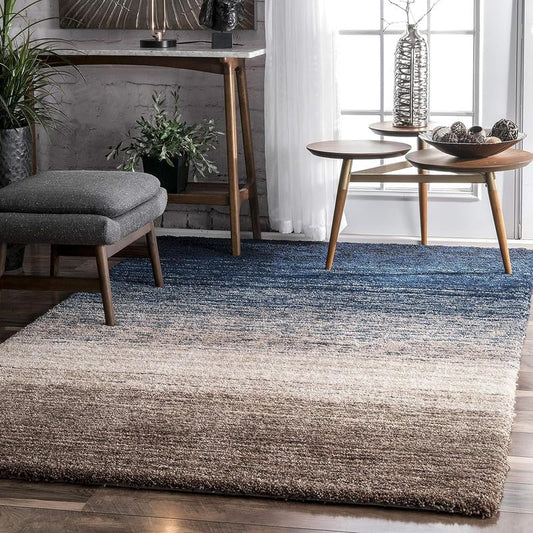 Smoke & Navy Blue Elegant Multi - Tone Shaggy Carpet - FYROSTIC CARPET