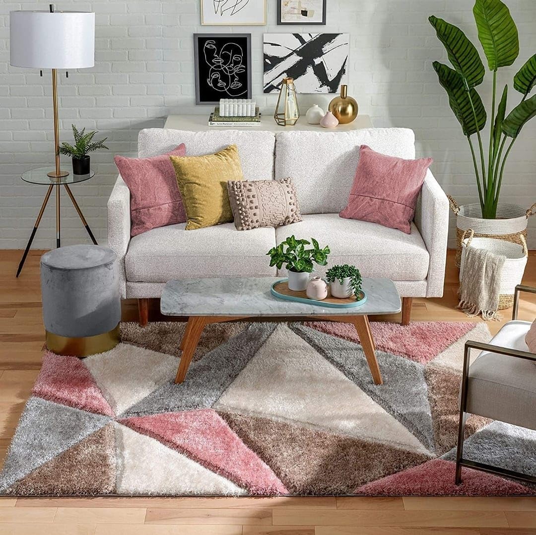 Triangle Beautiful Premium Shaggy Rug/Floor - Mat/Carpet - FYROSTIC CARPET