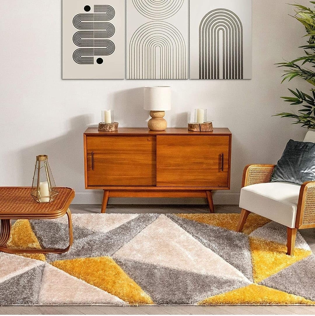 Triangle Beautiful Premium Shaggy Rug/Floor - Mat/Carpet - FYROSTIC CARPET